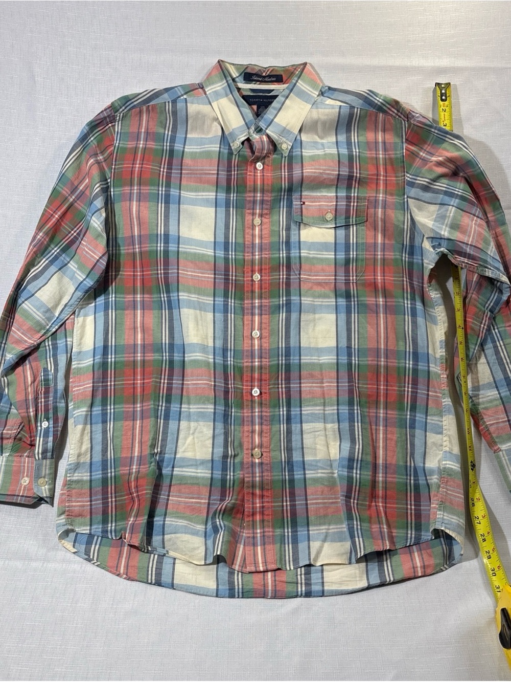 Tommy Hilfiger Men’s Plaid Button-Down Shirt - Red, Blue, Cream